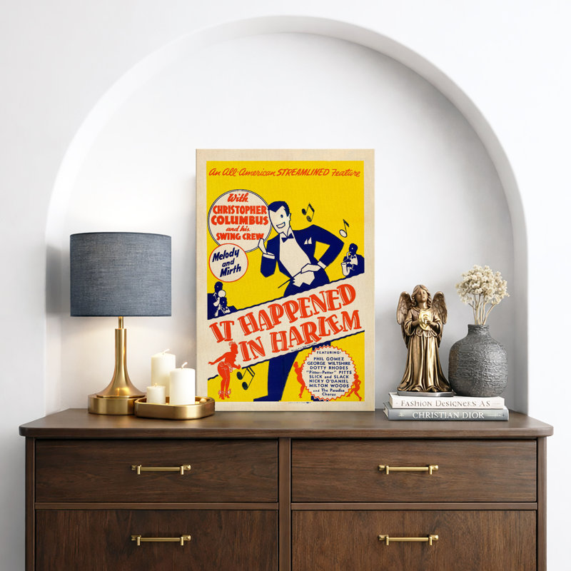 «Retro Swing Music Show», affiche d'art, «Happ pass in Harlem», impression sur toile encadrée, H 24 po x l 16 po x P 1,5 po