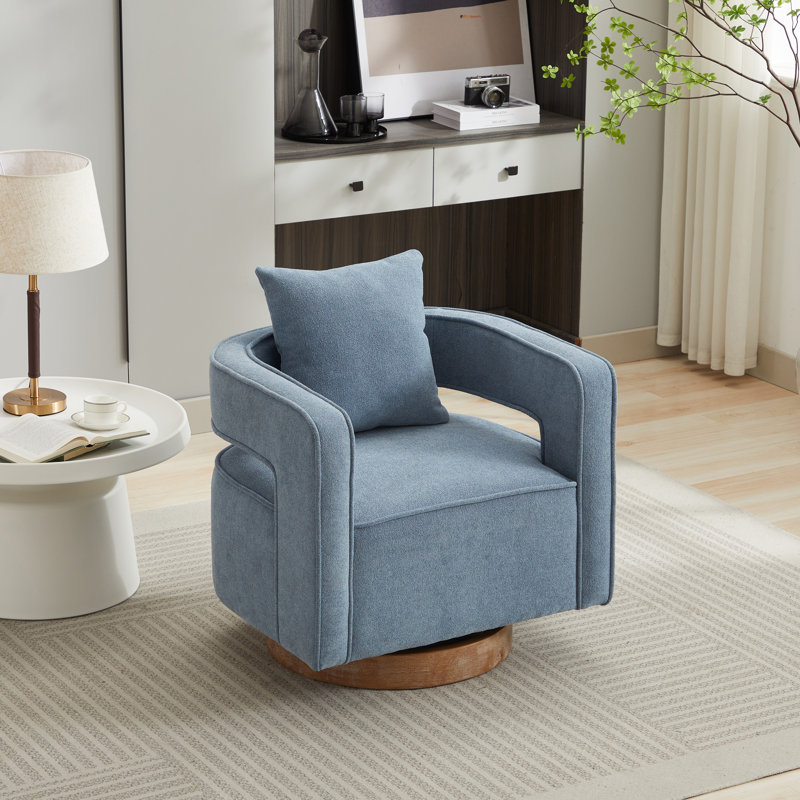 Fauteuil demi-tonneau pivotant de 28,94 pouces de largeur Lysistrate (ensemble de 2), Polyester bleu pâle, Brun