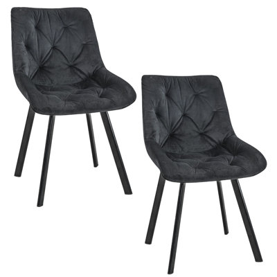 Garrettsville 49cm H Tufted Velvet Upholstered Upholstered Back Side Chair in Black