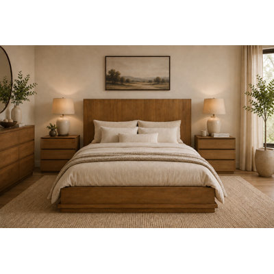 Joeann Bedroom Set With Matching King Bed, Two Nightstands, And One Dresser - Spice Tan