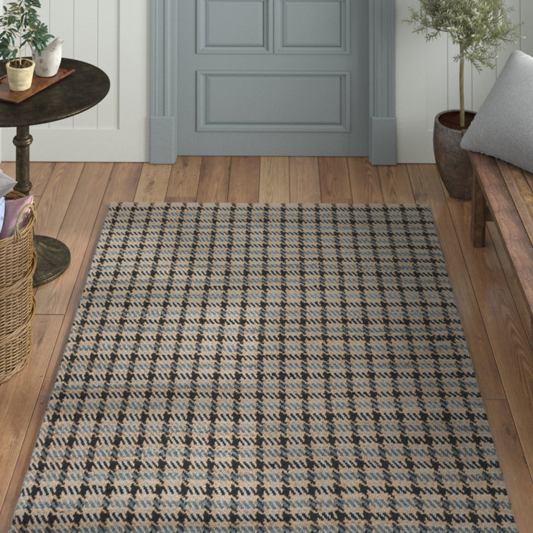 Arria Cape Cod Hand Woven Jute/Cotton Houndstooth Rug in Grey/Natural