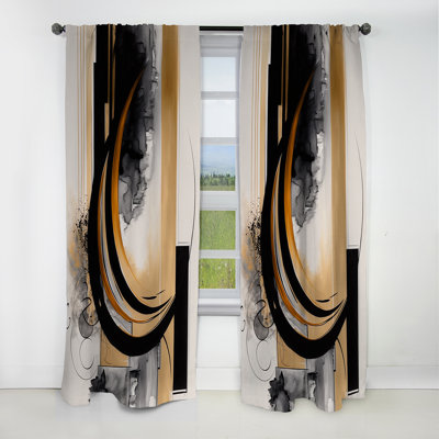 Gold Touch Art Deco II - Abstract Curtain - Blackout Abstract Curtain - 1 Panels