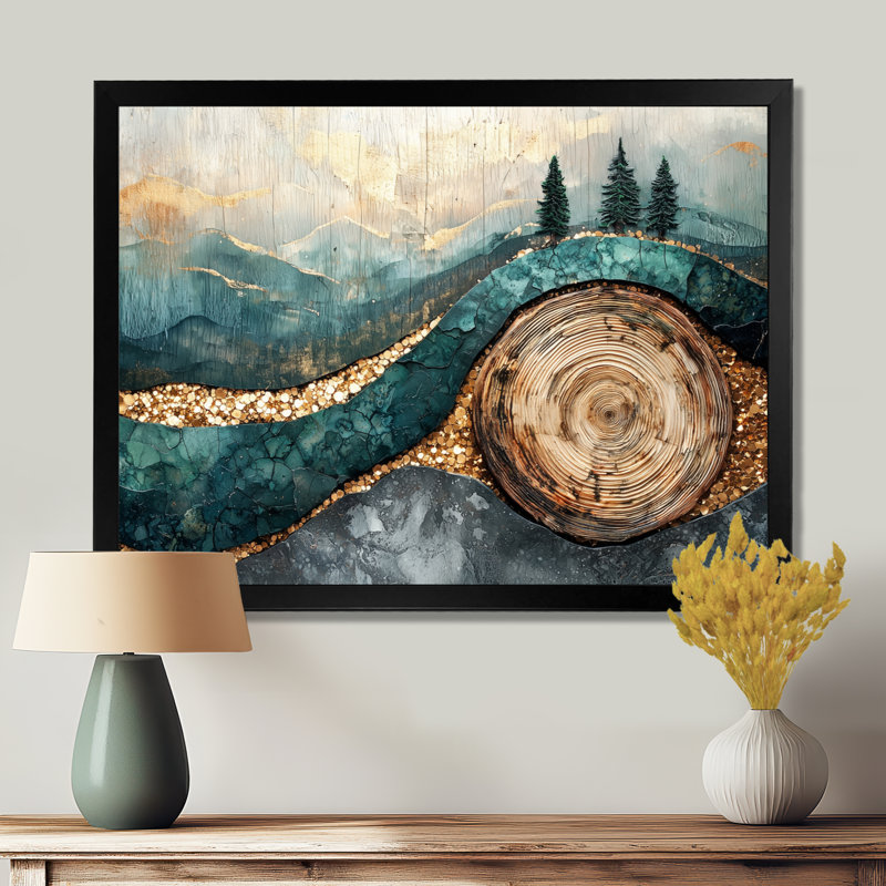 Émeraude et rivière de cristal dans la forêt II - forêt, art mural, H 12 po x l 20 po, Noir