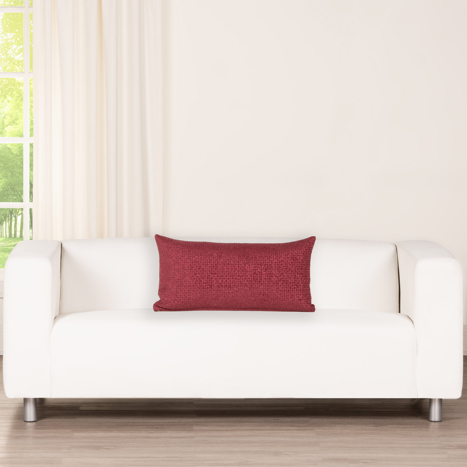 Terrace Accent Pillow, Polyester, Red, Rectangular 12"H x 21"W
