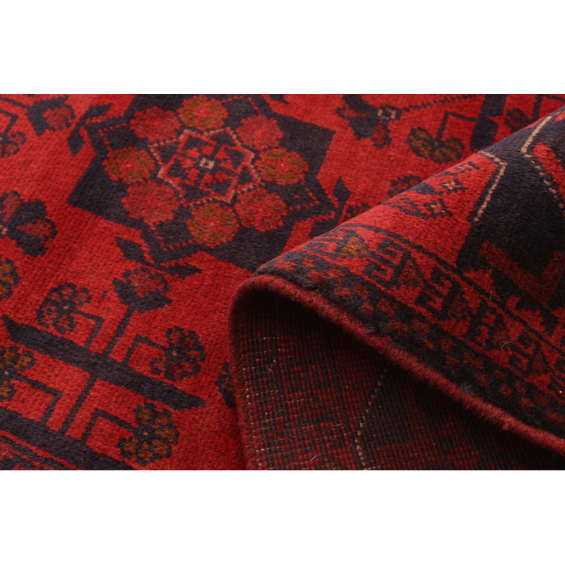 Tapis de zone en laine rouge 4 pi 1 po x 6 pi 4 po à la main one-of-kind-noué la 2010s esari turque Allaina