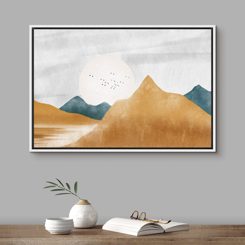 «Pastel Mountain Range Sun Valley Nature Wilderness», reproduction d'art sur toile, Cadre blanc, H 24 po x l 36 po x P 1,5 po
