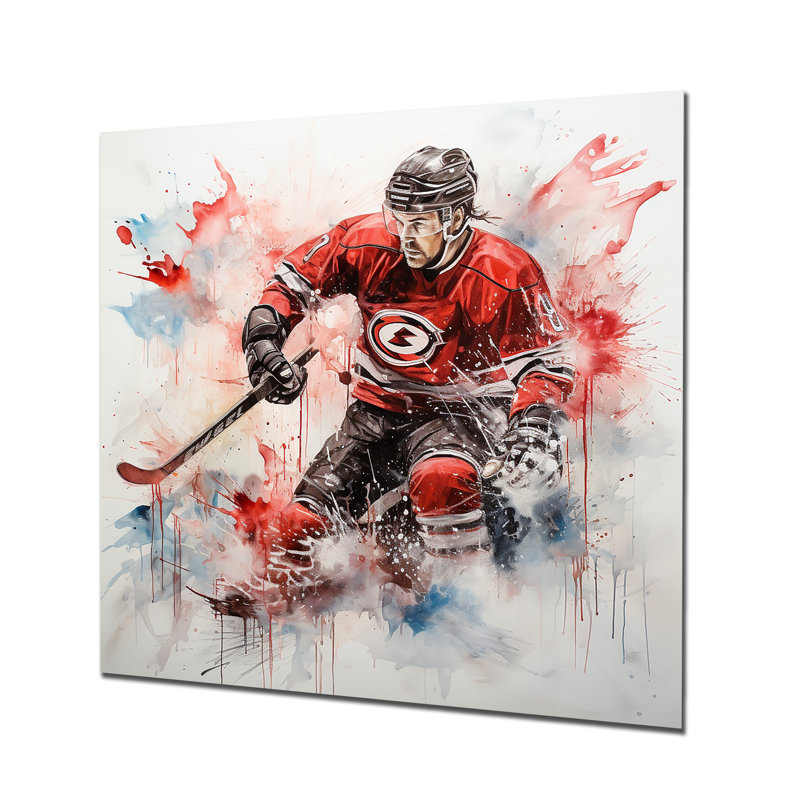 «Red US Hockey Ice Chronicles» - art mural en métal Hockey, H 36 po x l 36 po