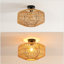 Rattan Lantern 40CM Natural Farmhouse Style Flush Mount Ceiling Light