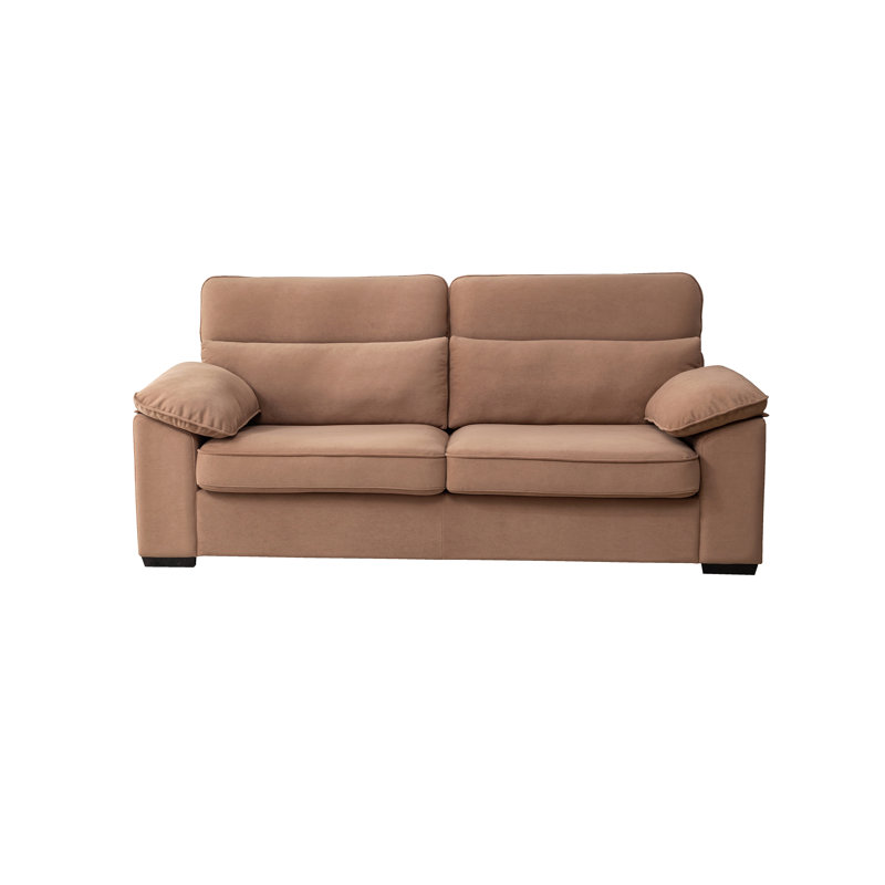 2-Seater Sofa Bed, Mid-Century Modern Couch, Convertible Queen Size Sleeper Sofa With Wooden Frame & Polyester Upholstery, Pull-Out Design