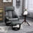 Recliner With Ottoman Footrest, Recliner Chair With Vibration Massage, Faux Leather And Swivel Wood Base For Living Room And Bedroom-2043377596