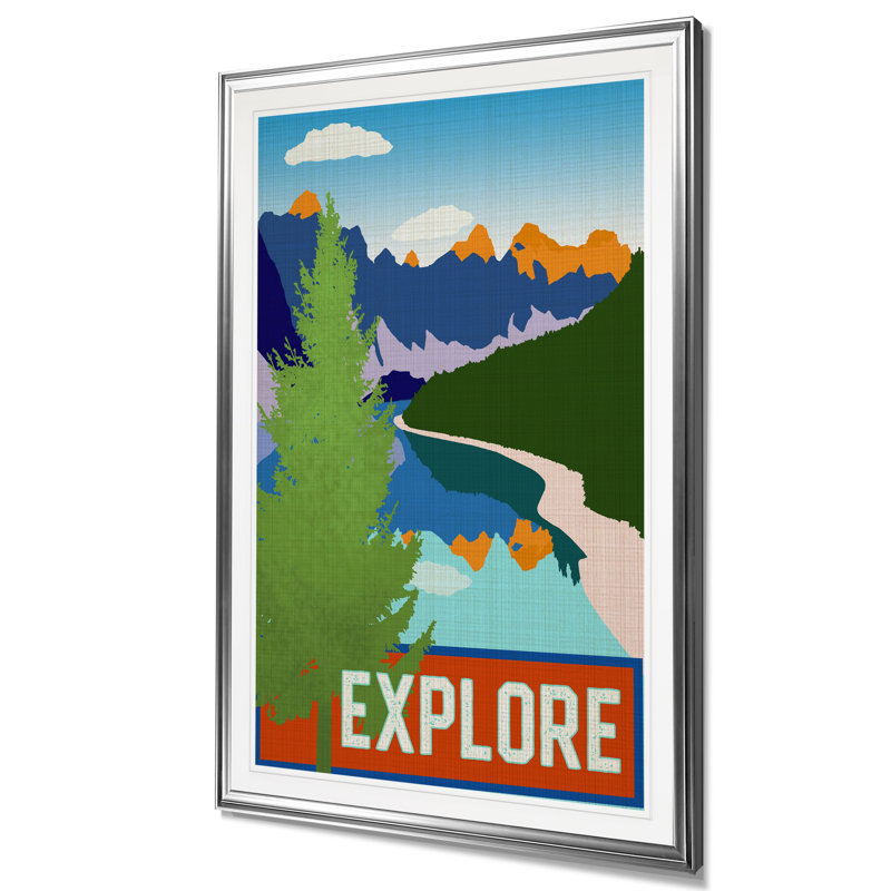 Impression «Explore», H 24 po x l 20 po x 1,5 po, Cadre argenté