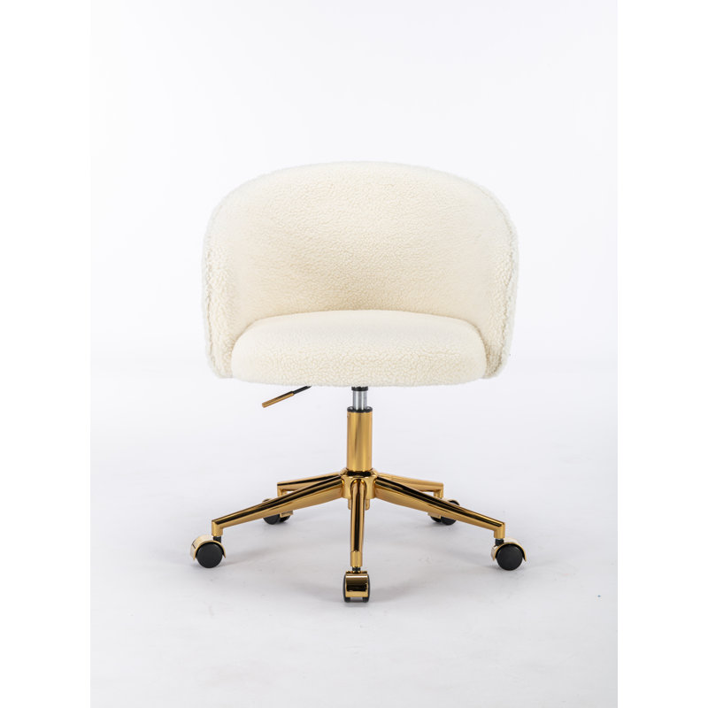 Leomie Wool Upholstered Swivel Office Chair, White
