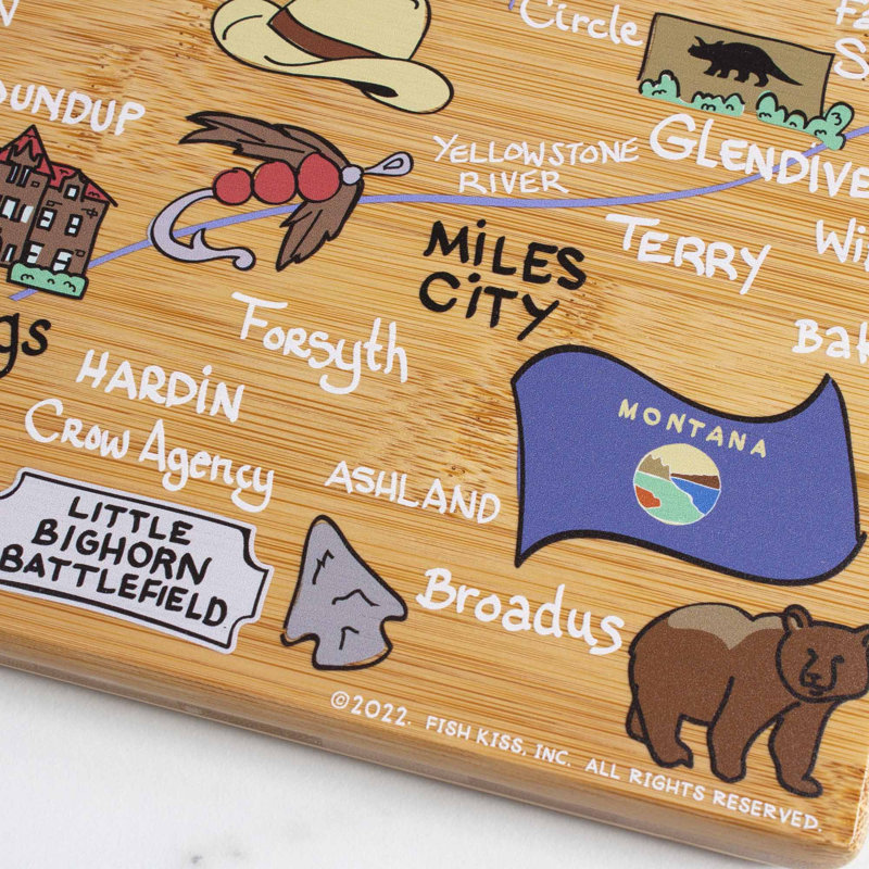 Montana Cutting & Serving Board with Artwork by Fish Kiss