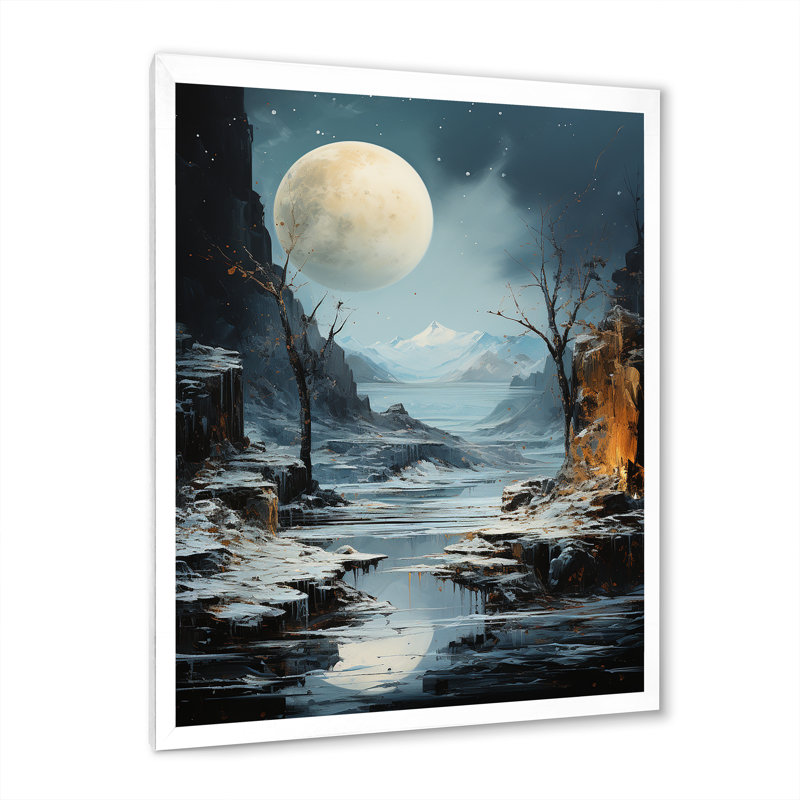 Bleu gris Mercury Plutos Paradox - Mercury Wall Art Living Room, H 40 po x l 30 po x P 1,5 po, Cadre photo blanc