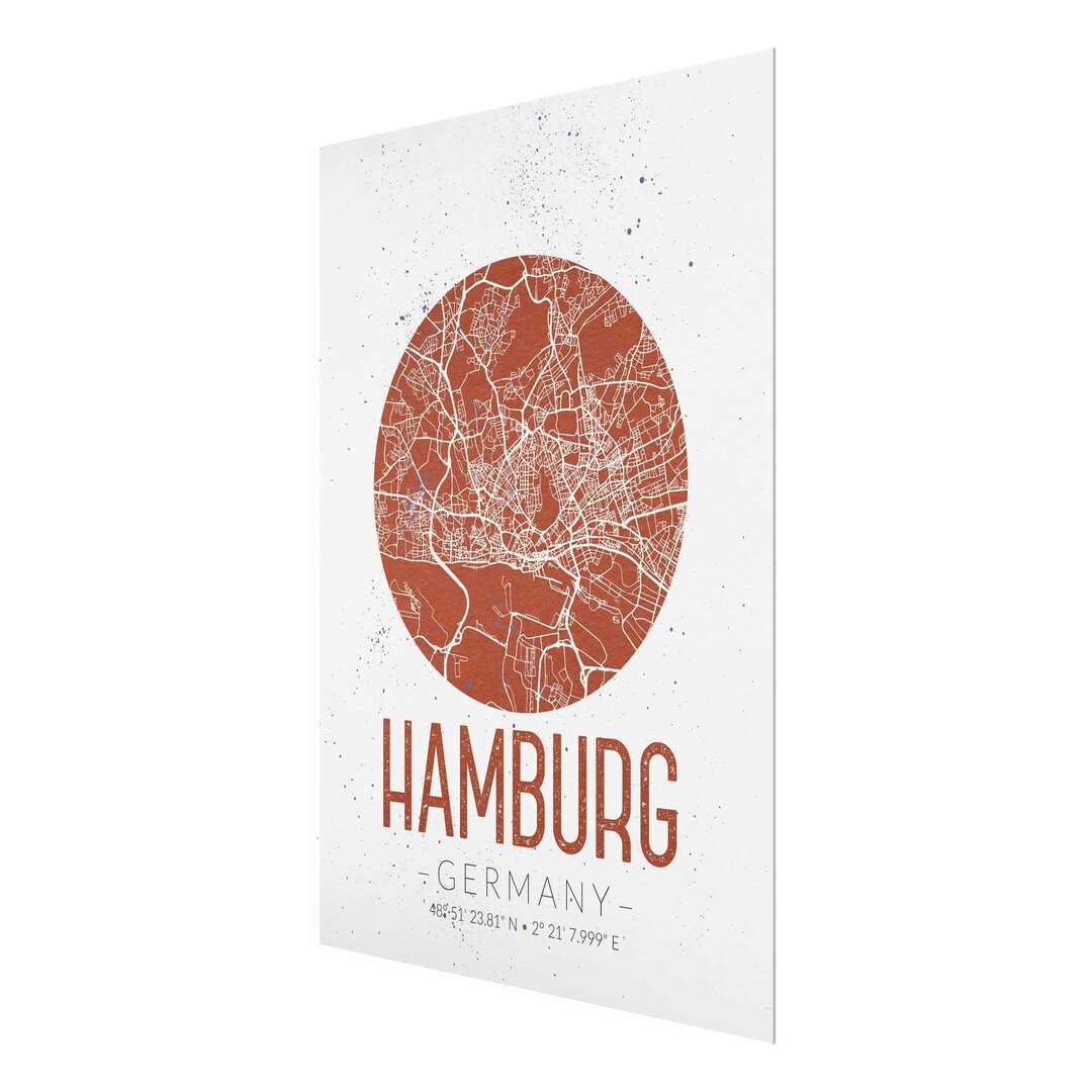 Glasbild Retro Hamburg Street Map