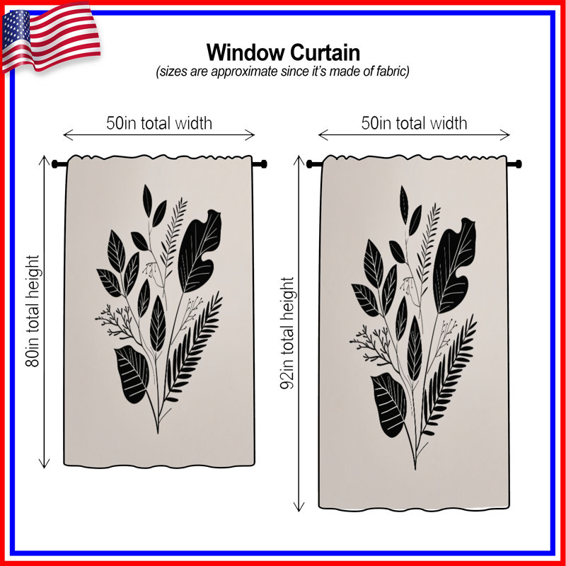Rideaux de fenêtre à motif de feuilles, voilages et voilages occultants - 1 panneau, 50 po x 92 po - 1 panneau, Transparent