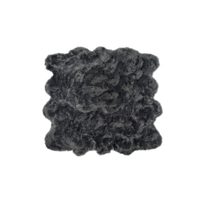 Qusay Gray Faux Sheepskin Fur Area Rug