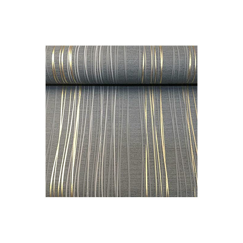 Amandaleigh Grey/Gold Textured Metallic Finish Wallpaper  10m x 53cm Roll