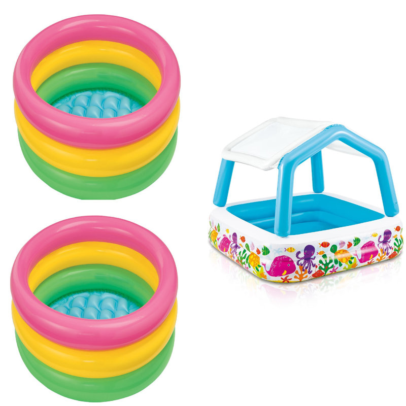 Intex Sunset Inflatable Baby Pool & Inflatable Ocean Scene Kids Pool