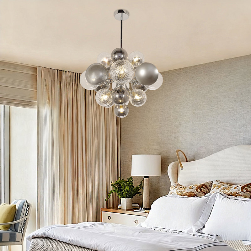 23.6" Modern Silver Bubble Molecular Chandelier