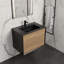 Danyall 30 po L x 19 po P 2 tiroirs Meuble-lavabo avec évier simple et Comptoir en Quartz noir d'ingénierie