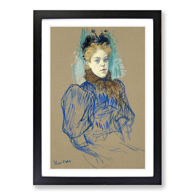 May Milton Portrait by Henri de Toulouse-Lautrec - Picture Frame Painting, 36cm H x 27cm W x 2cm D, Black Framed