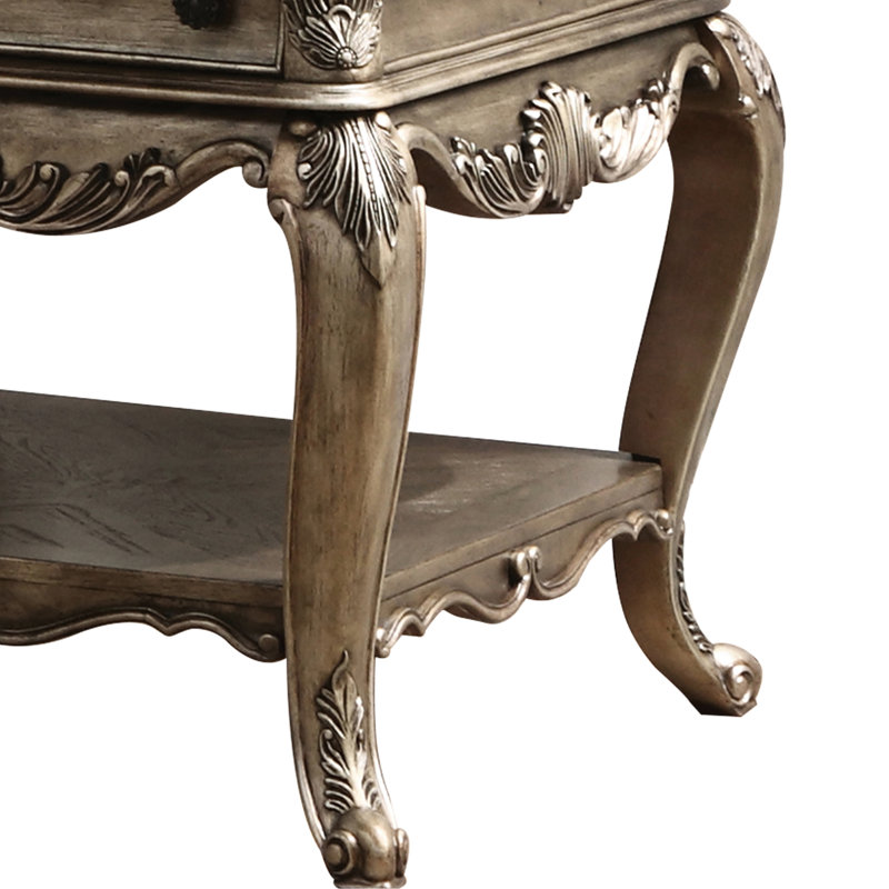 Table basse élégante en chêne rétro avec tiroir intérieur protégé et tablette de rangement rectangulaire