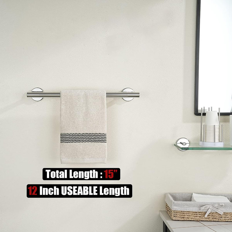 Porte-serviettes mural en acier inoxydable 304, H 1,96 po x L 15 po x P 3,15 po, Chrome chrome