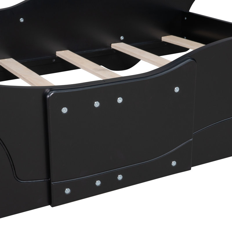 Lit plateforme avec roulettes Race, Lit simple, Noir