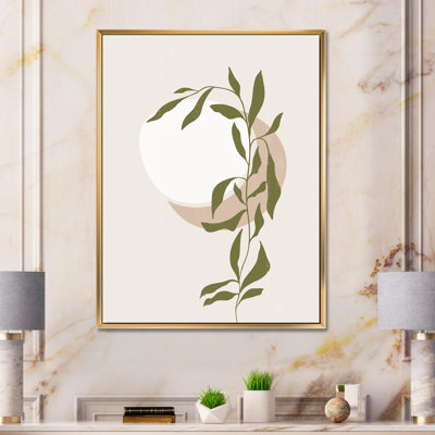 Abstrait soleil et lune avec feuille verte III - Impression sur toile