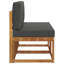 Canapé d'extérieur 2 pièces, modulaire, en bois d'acacia massif, coussins gris, dimensions : 59 x 63 x 73 cm