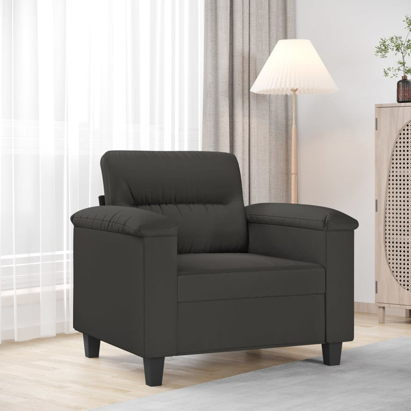 Chaise rembourrée en tissu microfibre Oriol, 100 % polyester gris foncé