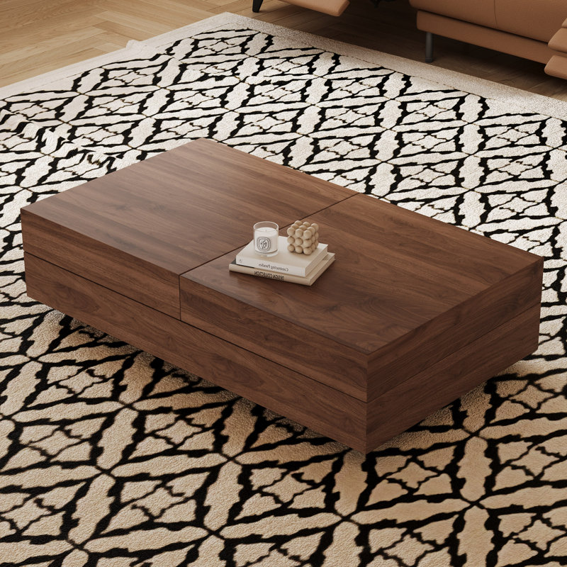 120-208cm Extending Table, Walnut Finish Rectangle Coffee Table with Storage Space Fast Dispatch From UK Warehouse – Dispatched Within 2 Days