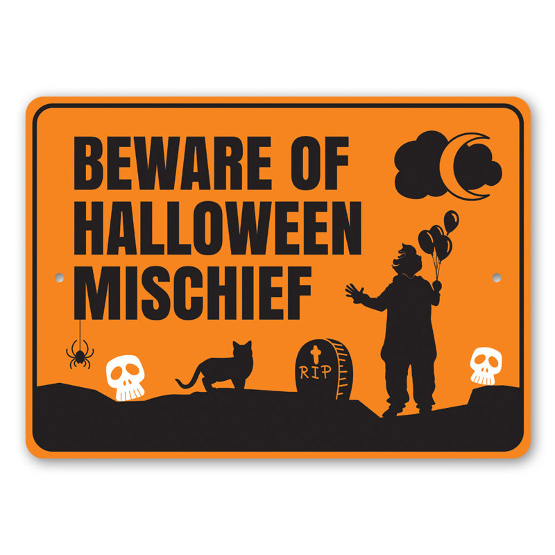 Panneau en aluminium «Beware Of Halloween», H 18 po x l 12 po x P 0,06 po