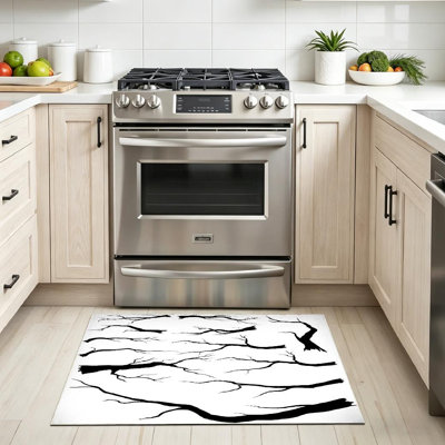 Orange Branches Branch Abstract Art Autumn Black Decoration Machine Washable Indoor Area Rug