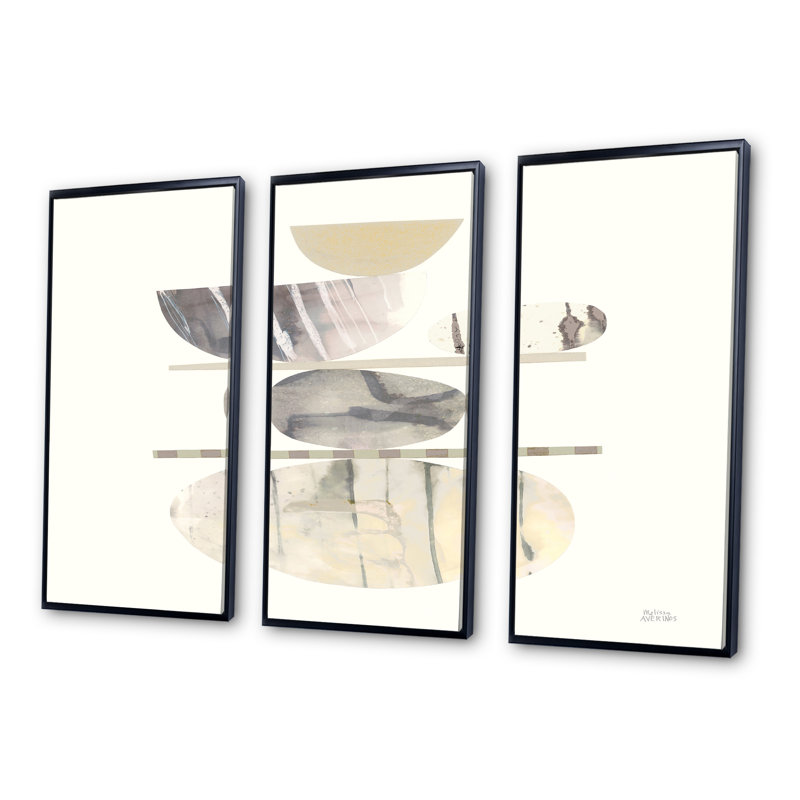 Ensemble de 3 encadrements géométriques neutres à motif géométrique Balance II - Shabby Elegance, 28" H x 36" W x 1" D