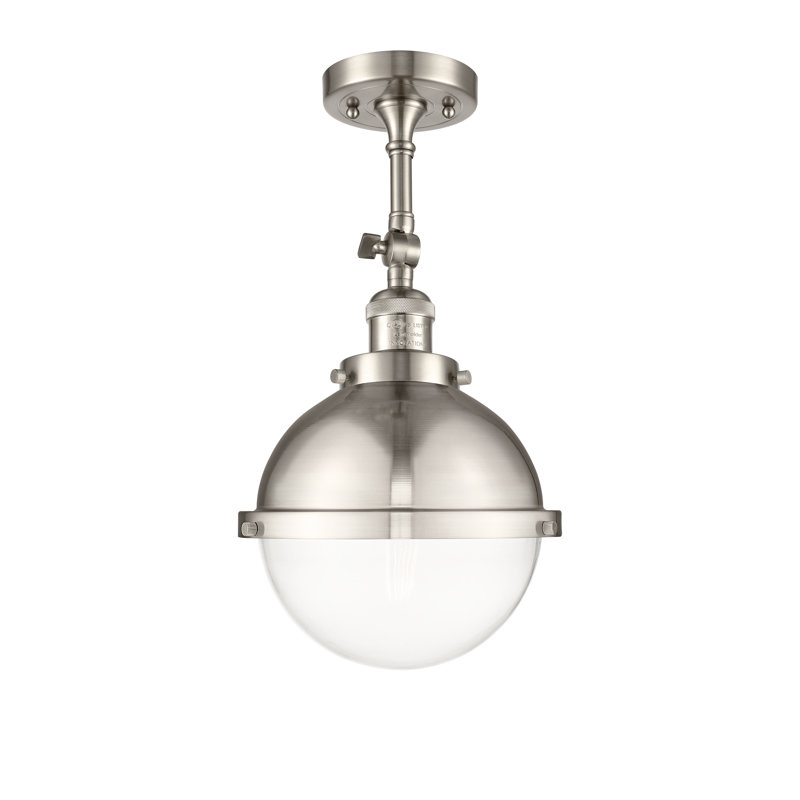 Plafonnier semi-encastré en verre, Oui, Nickel satiné brossé, Ampoule non incluse