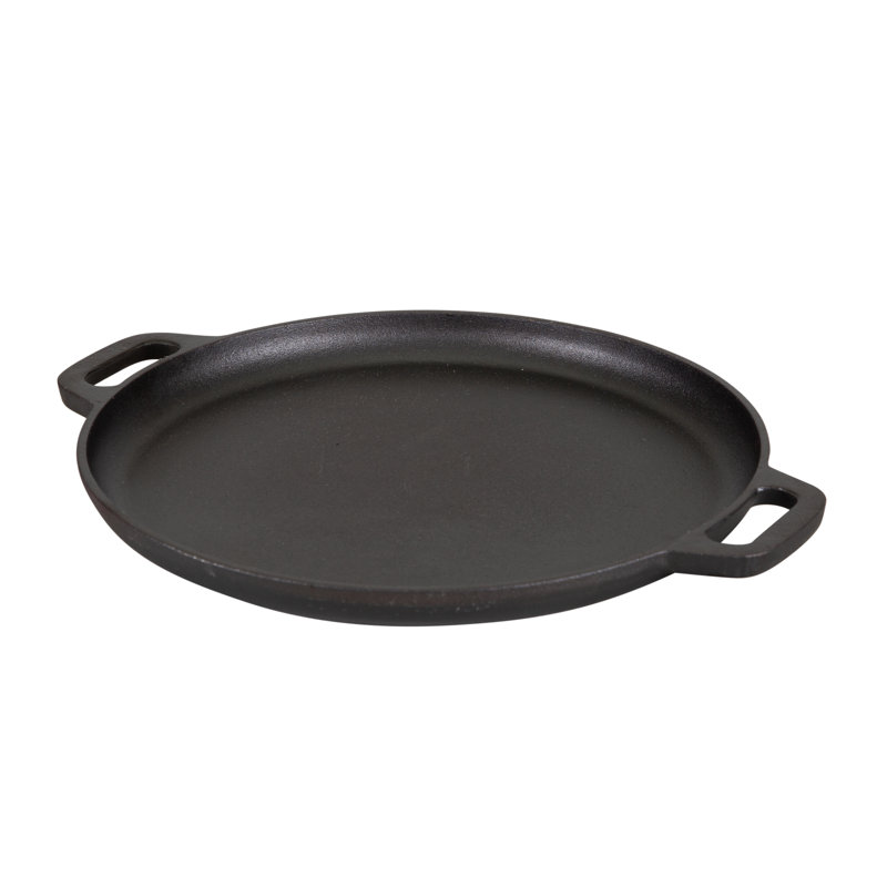 Stansport Pre-Seasoned Black Cast Iron Pizza Pan with Handles