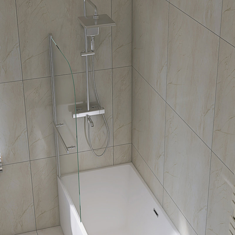 Porte de douche sans cadre 31 po x 55 po avec panneau de douche en verre trempé