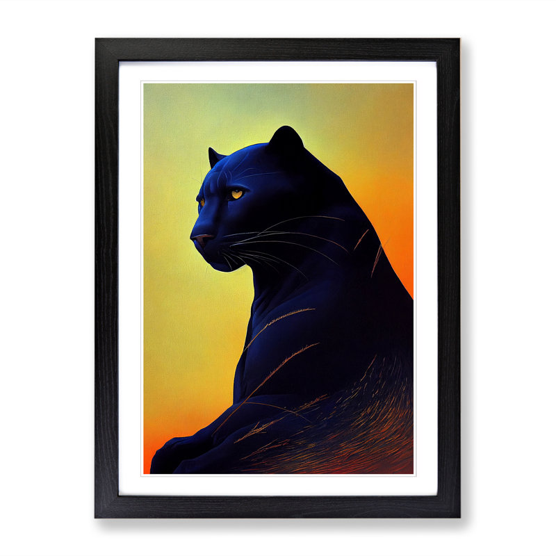 Panther Impressionism Vol.1 - Single Picture Frame Painting, 64cm H x 46cm W x 2cm D, Black
