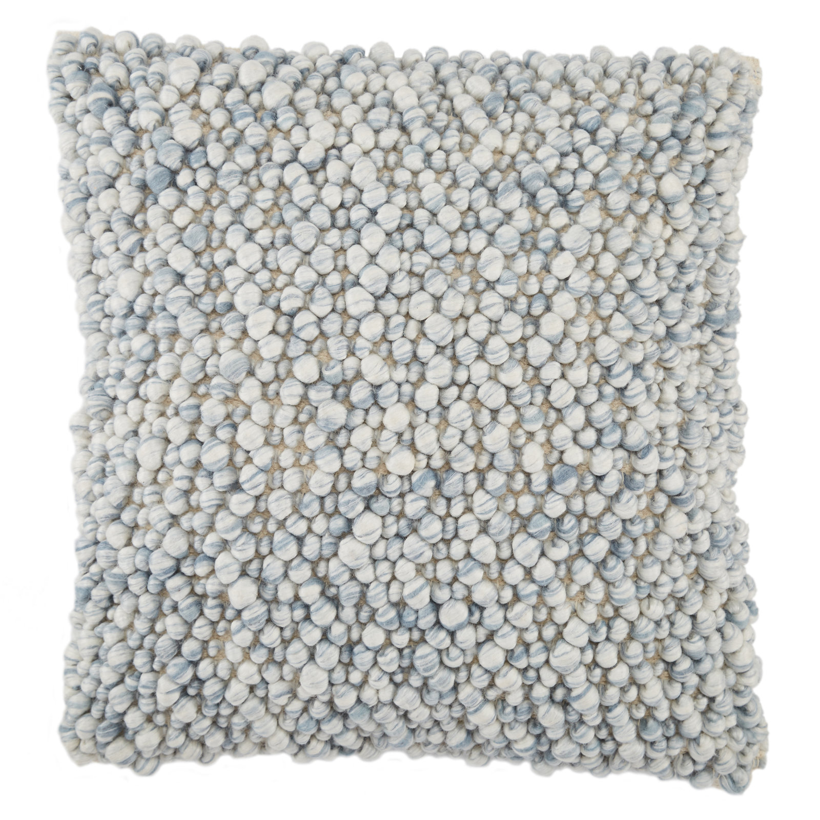Upson Embroidered Wool Throw Pillow, Light Blue, Down Alternative