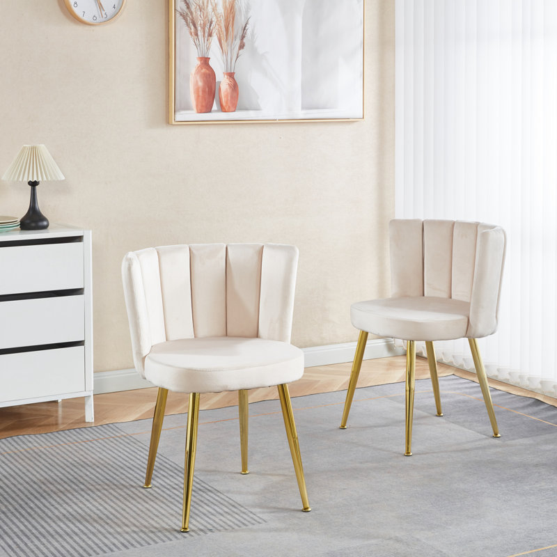 Chaise de salle à manger moderne en velours (ensemble de 2), Blanc