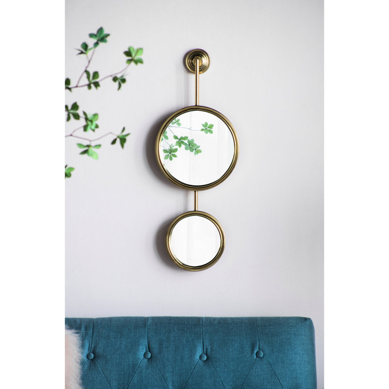 2 miroirs ronds pour mur, fer doré, 11 po x 28,5 po, décor de salon moderne, bureau, miroir d'entrée en fer, décoration murale