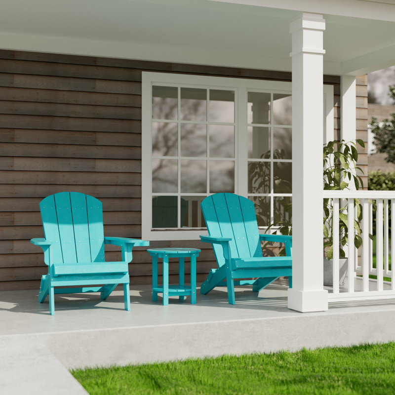 Chaise Adirondack pliante d'extérieur Chaise surdimensionnée en plastique Adirondack HiPS, Bleu Aruba
