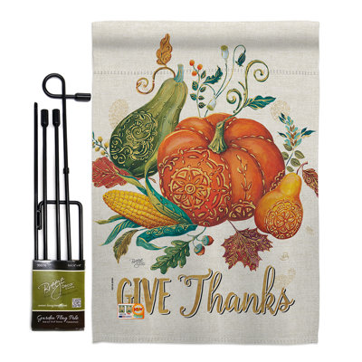 Nantasket Double Sided 18.5'' H x 13'' W Polyester Thanksgiving Flag Set