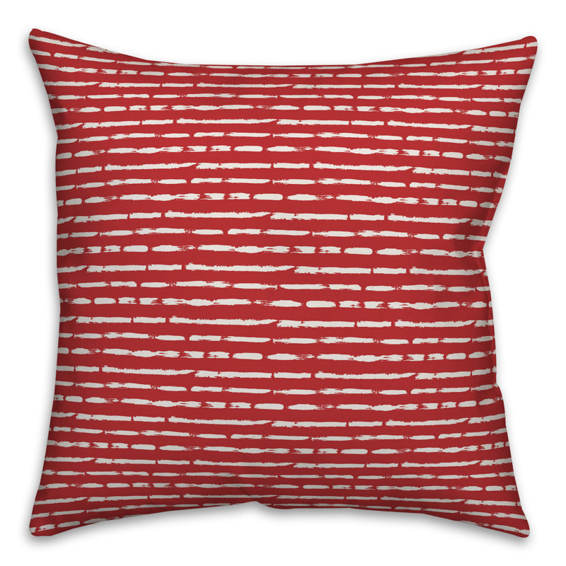  Housse et insert de coussin carré Tally, 18 po x 18 po, Rouge / blanc rayé 1