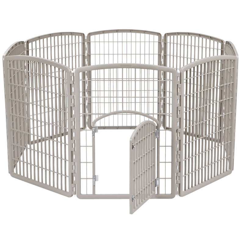 Silver 34"H Plastic 8-Panel Pet Playpen with Door