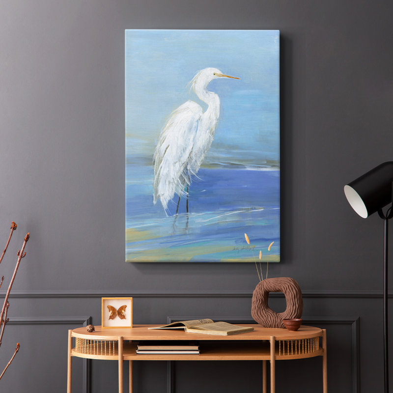 Wading Egret I -Gallery Wra envelopped Cavas, H 48 po x l 32 po
