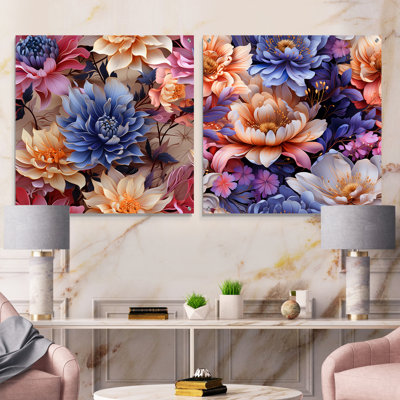 Ison - Floral Acrylic Wall Art Glass Set Of 2
