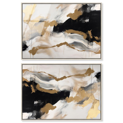 Melting Clouds with Gold Set Framed High-Gloss Acrylic Glass Wall Art Contemporary by Art Remedy, Silver Frame, 30 x 20